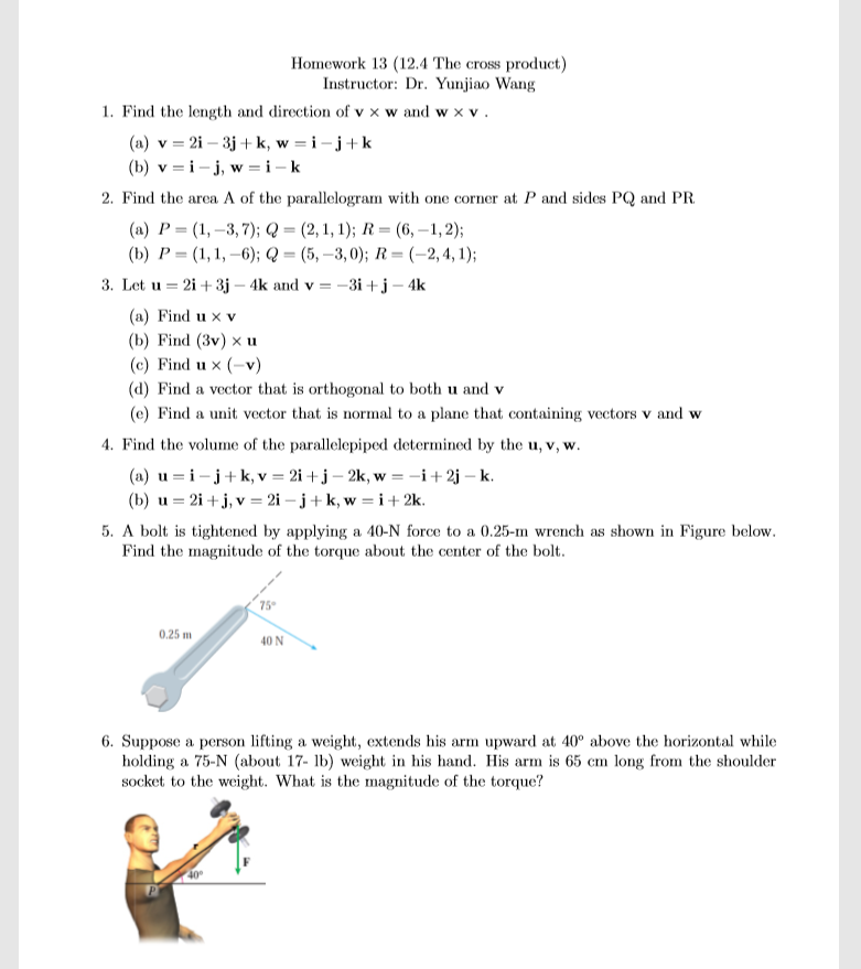 Solved Homework 13 12 4 The Cross Product Instructor D Chegg Com