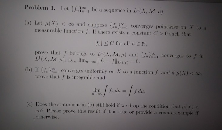 Problem 3 Le Be A Sequence In L X M P A Le Chegg Com