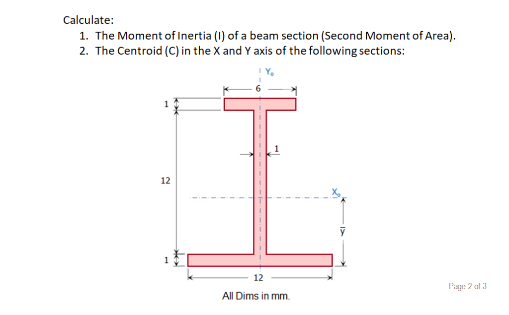Solved: Calculate: 1. The Moment Of Inertia (I) Of A Beam ...