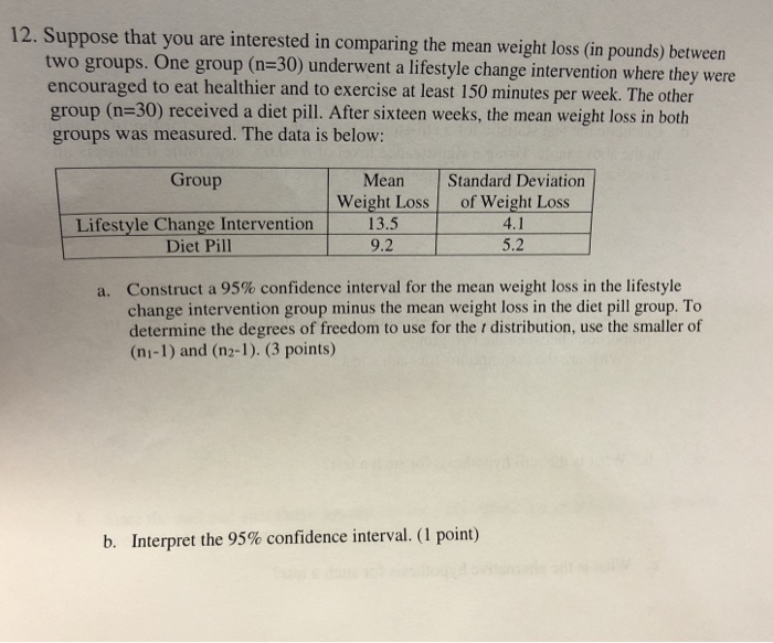 Solved 12 Suppose That You Are Interested In Comparing The Chegg Com