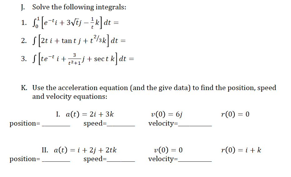 Solved I Consider R T 3 Cost I 2 Sint J T 2 K U T Chegg Com