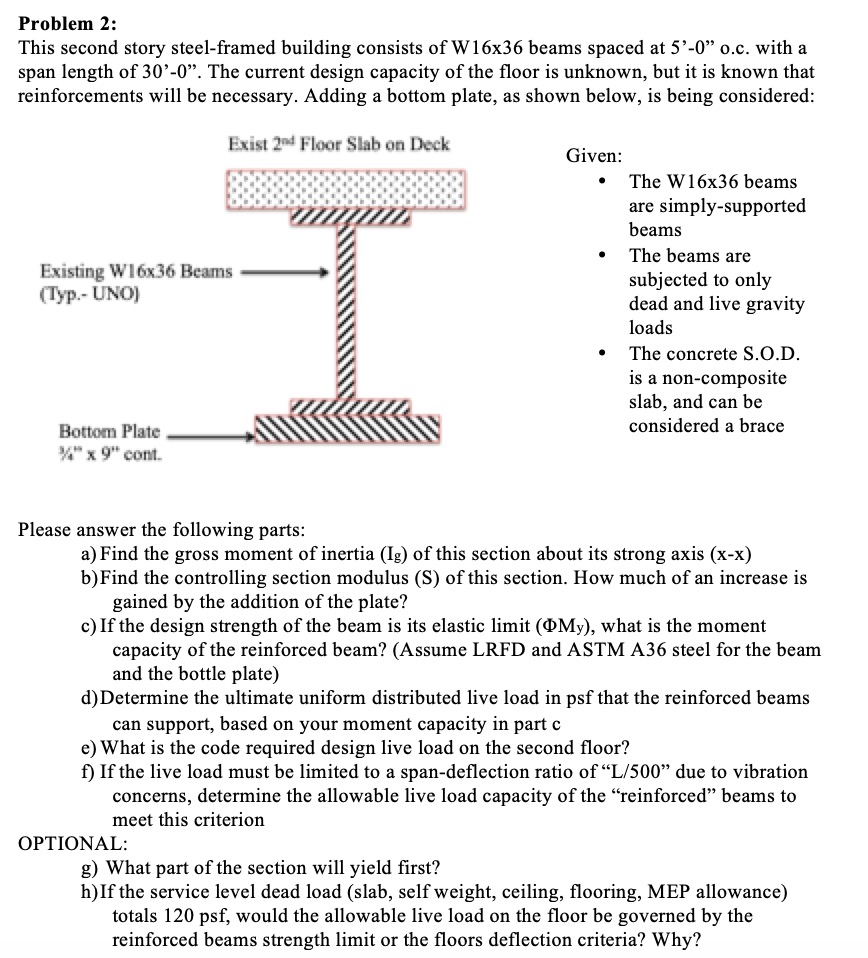 Problem 2 This Second Story Steel Framed Building Chegg Com