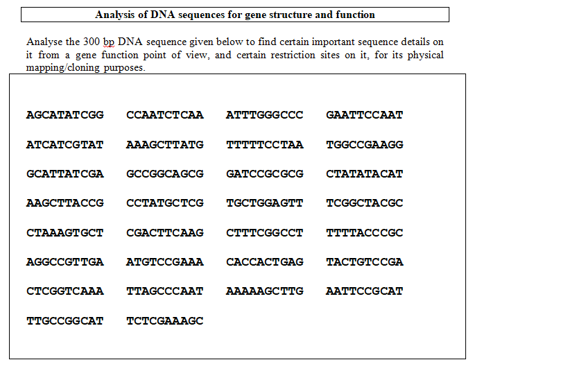 Solved Analysis Of Dna Sequences For Gene Structure And F