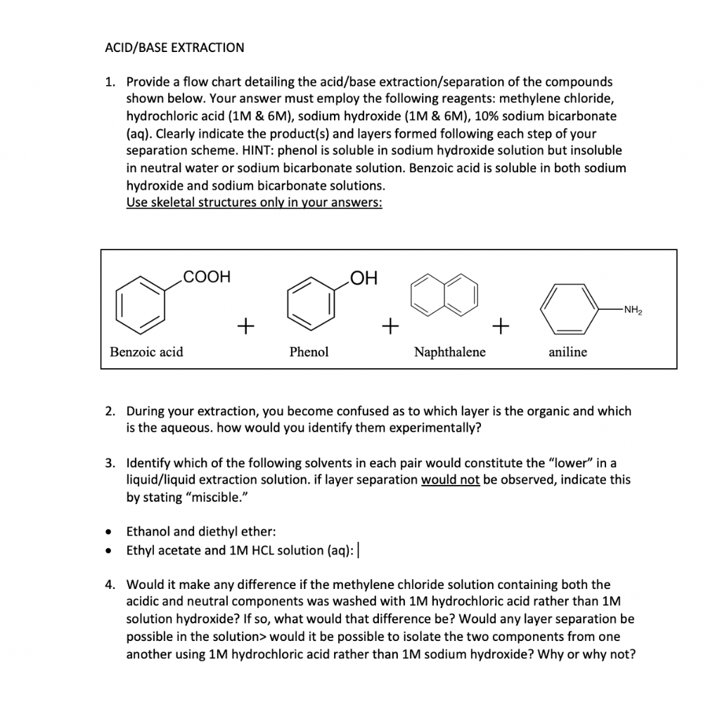 Extraction Flow Chart Of Benzoic Acid Naphthalene And Aniline