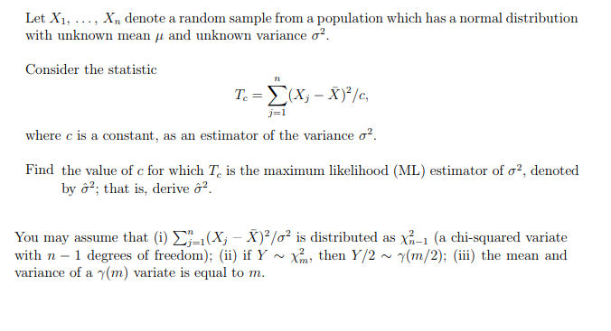 Solved Let Xi Denote A Random Sample From A Popula Chegg Com