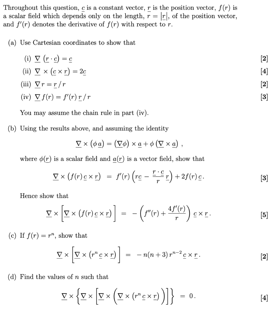 Solved Throughout This Question C Is A Constant Vector Chegg Com