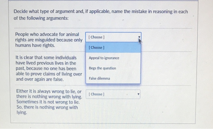 Accept or Reject? The Issue of The Types of Arguments for the