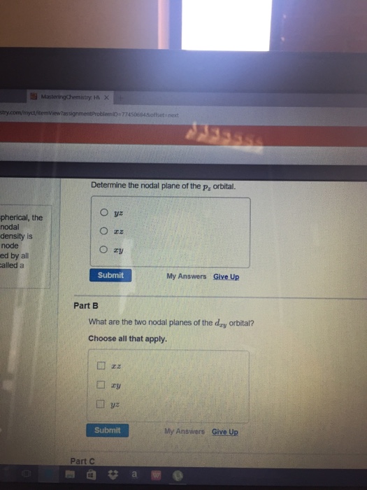 Solved: Determine The Nodal Plane Of The P_z Orbital. Yz X ...