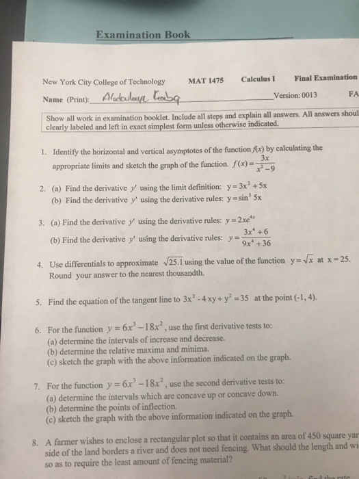 Solved Examination Book New York City College Of Technolo