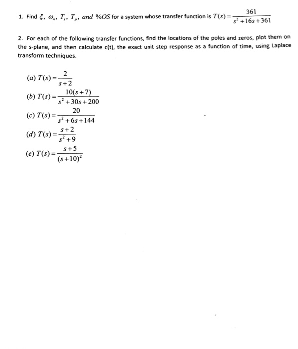 Solved 361 S 16s 361 1 Find 3 A T Tp And Os For A Chegg Com