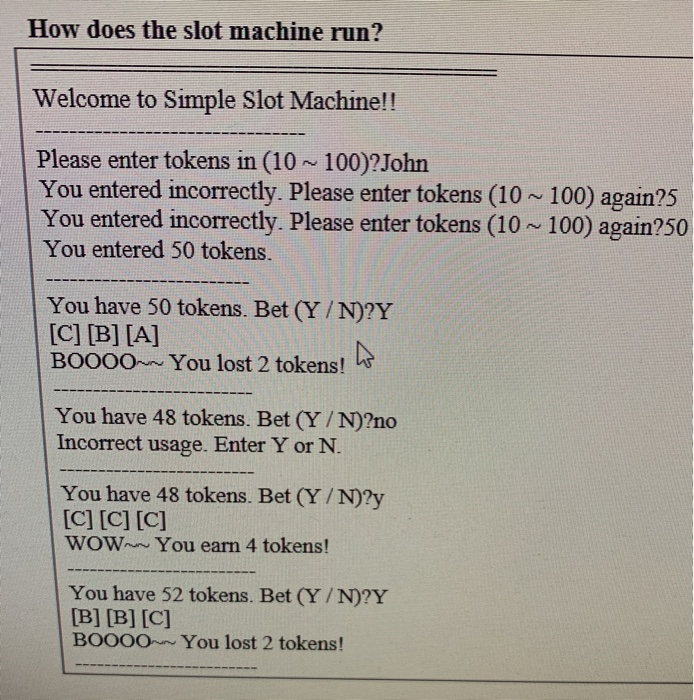 Simple slot machine in c++