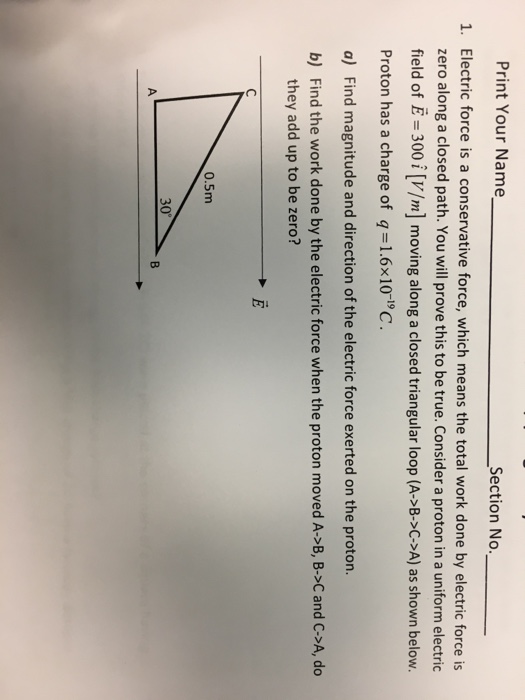 Solved Electric Force Is A Conservative Force Which Mean