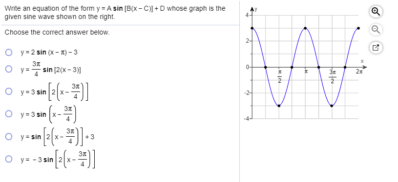 Solved Write An Equation Of The Form Y Asin B X C D Who Chegg Com