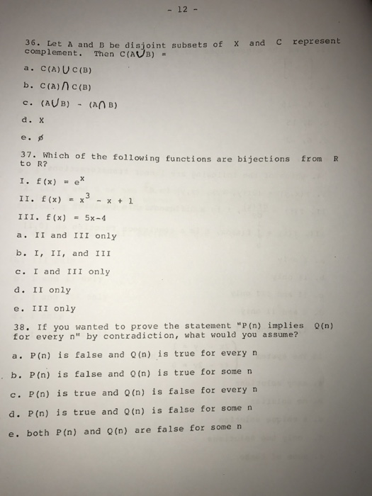 Solved Let A And B Be Disjoint Subsets Of X And C Represe Chegg Com