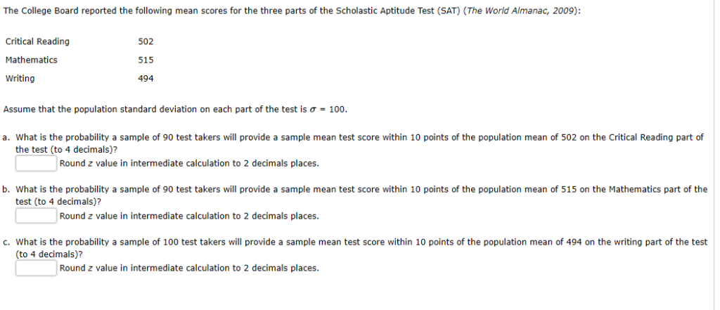 Scholastic Aptitude Test (SAT), 2011, Part 1 