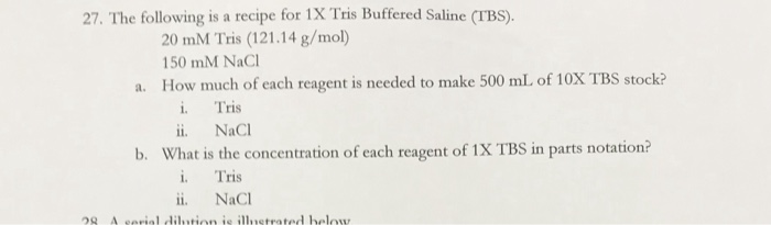Recipe For 1x Tris Buffered