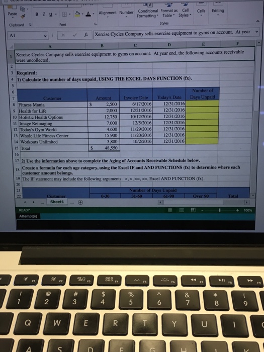 excel exercise cycle