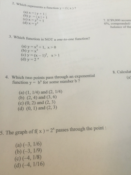 Solved Which Represents A Function Y F X X Y 1 Y Chegg Com