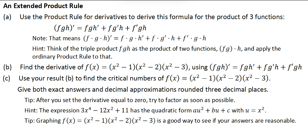 Product rule formula