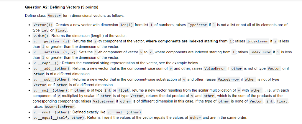 Solved Question Defining Vectors 9 Points Define Cl Chegg Com