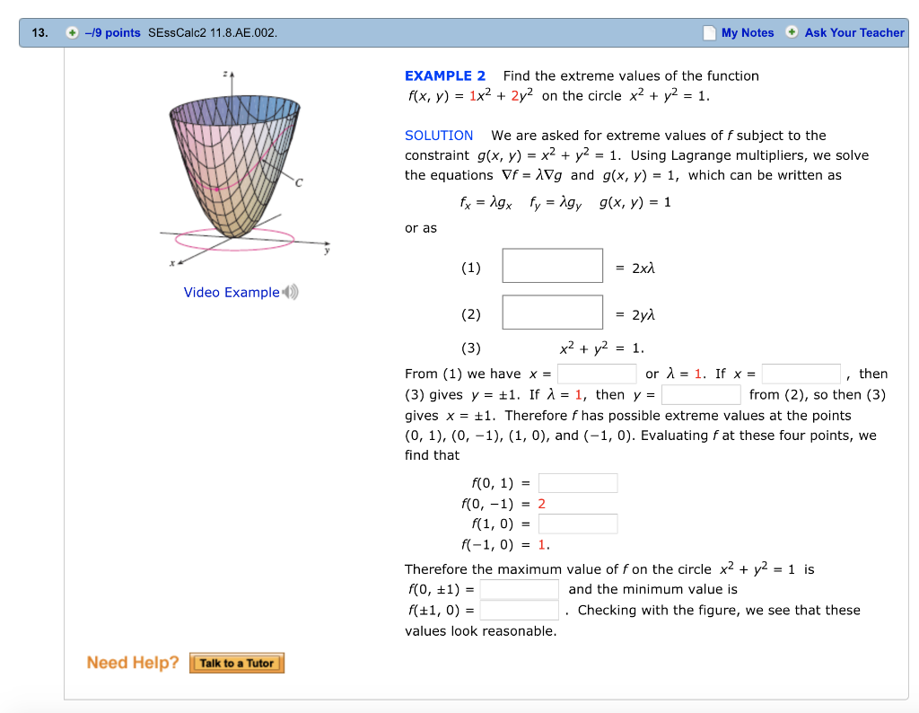 Solved 13 19 Points Sesscalc2 11 8 Ae 002 My Notes As Chegg Com