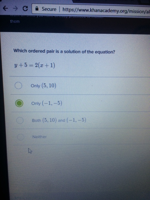 Solved Which Ordered Pair Is A Solution Of The Equation Chegg Com