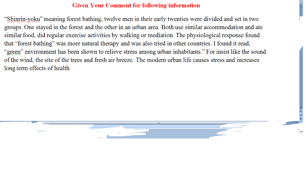 Solved Given Your Comment For Following Information Chegg Com