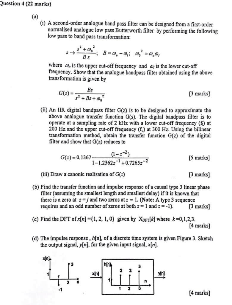 Uestion 4 22 Marks I A Second Order Analogue B Chegg Com