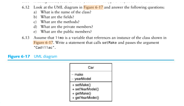 6.12 Look at the UML diagram in Figure 6-17 and answer the following questions: a) What is the name of the class? b) What are