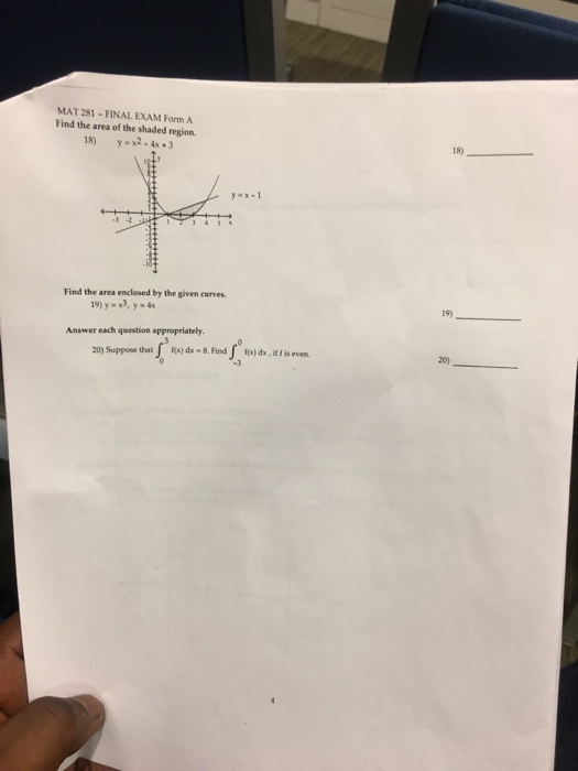 Solved Mat 281 Final Exam Form A Find The Area Of The Sh