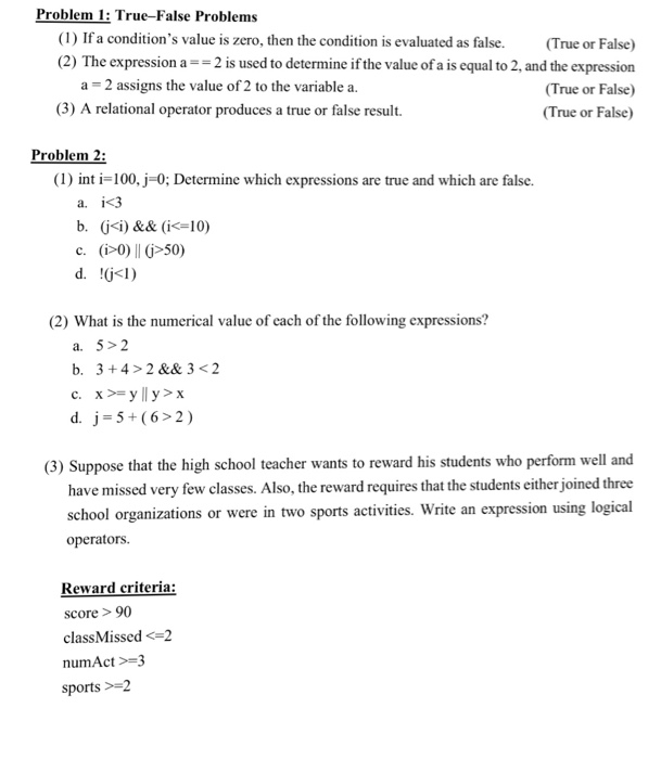 Solved Problem 1 True False Problems 1 If A Condition S Chegg Com