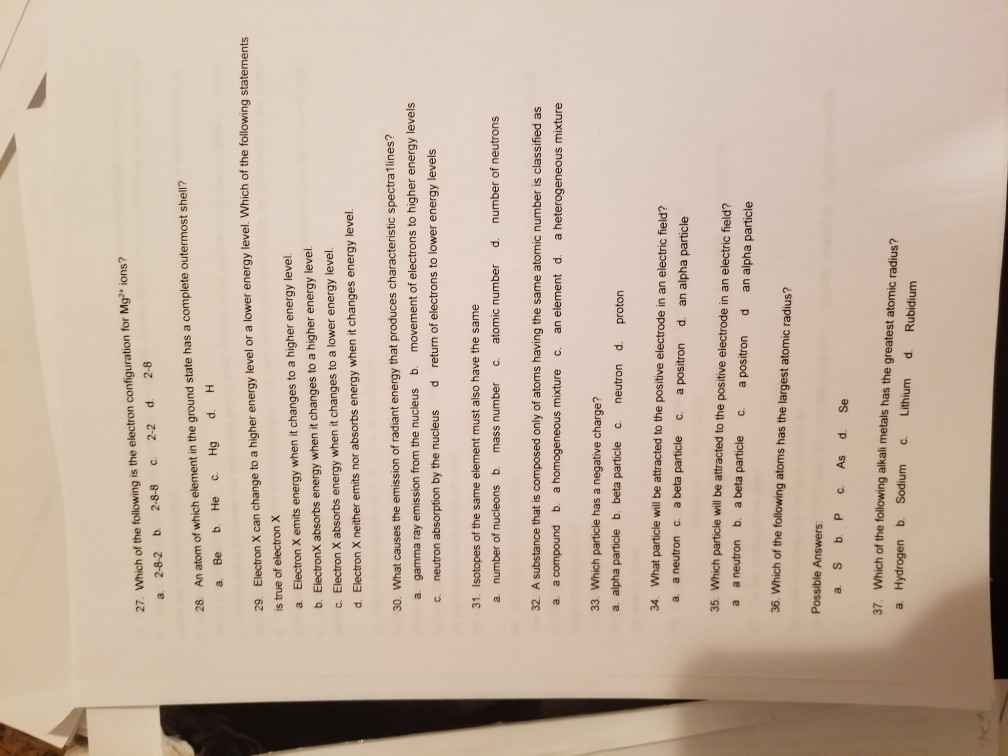 configuration 82 electron The Solved: Electron Which Of The Configu Is Following 27.