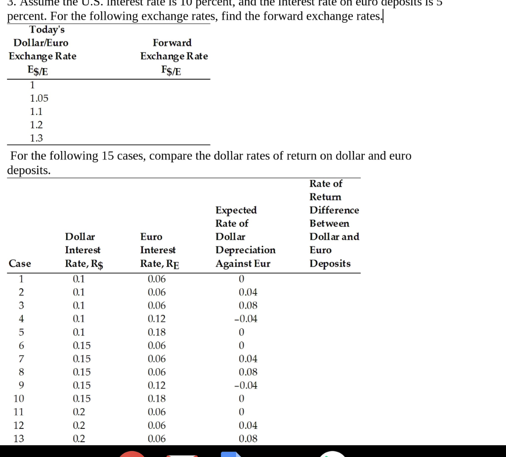 Solved 3 Ume The U S Interest Rate Is T0 Percent And Interest Rate Is T0 Percent