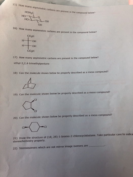 Is The Molecule Shown Below Chiral Or Achiral Oh Chegg 