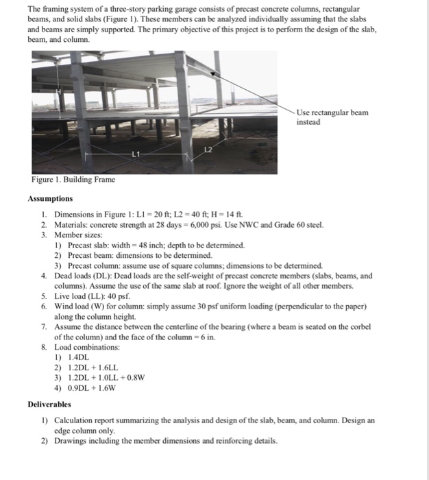 Solved The Framing System Of A Three Story Parking Garage