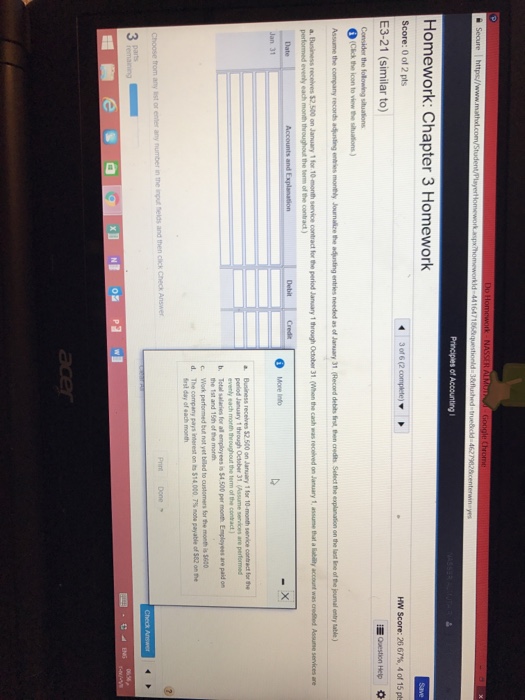 Homework: Chapter 3 Homework Score: 0 of 2 pts E3-21 (similar to) HYV Score: 26 67%, 4 of 15 the term of