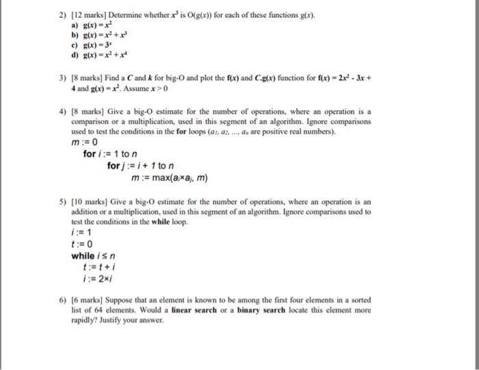 Solved 2 12 Marks Determine Whether X Is O G X For E Chegg Com