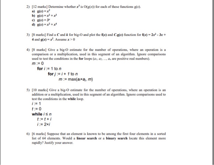 Solved 2 12 Marks Determine Whether X Is O G X For E Chegg Com