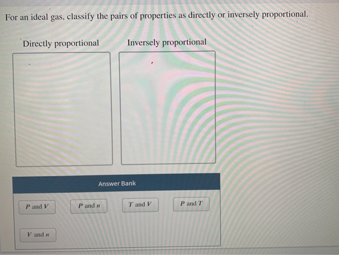 Solved For An Ideal Gas, Classify The Pairs Of Properties