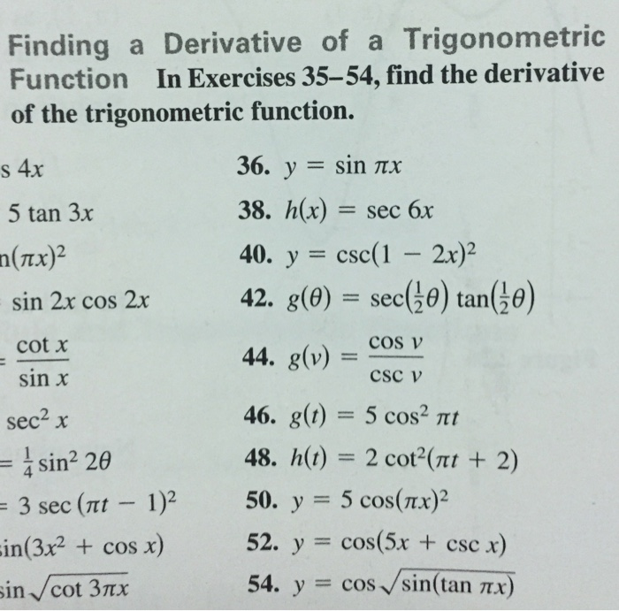 Solved Finding A Derivative Of A Trigonometric Function I Chegg Com