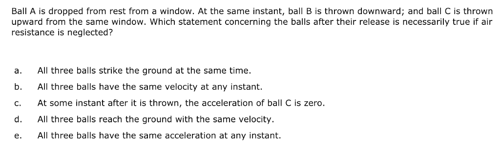 Solved: Ball A Is Dropped From Rest From A Window. At The ... Solved: Ball A Is Dropped From Rest From A Window. At The ...