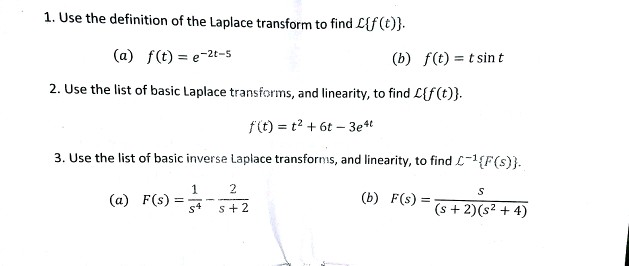 Solved 1 Use The Definition Of The Laplace Transform To Chegg Com