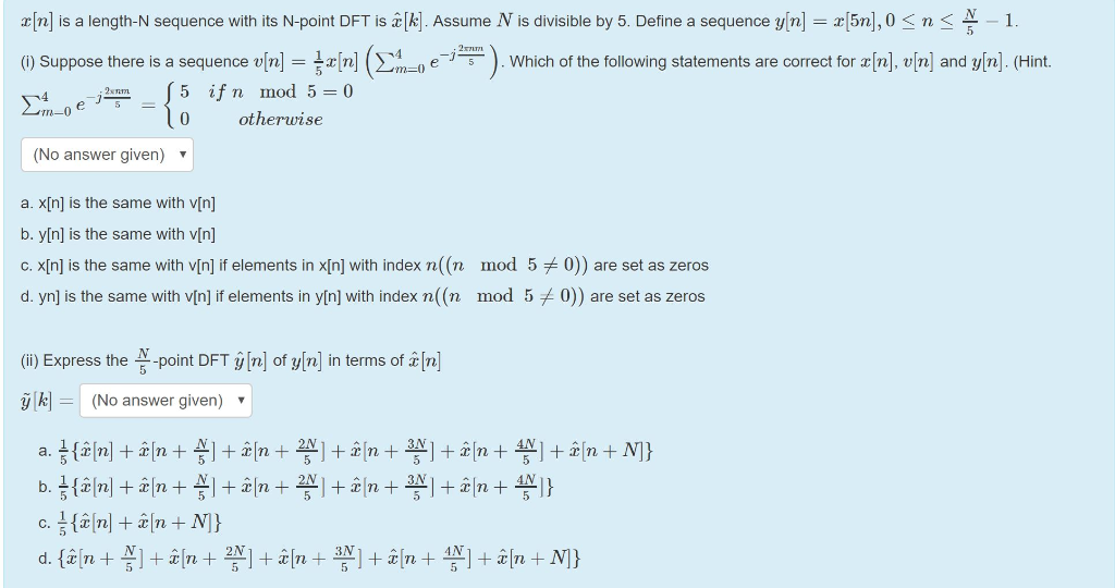 Solved R N Is A Length N Sequence With Its N Point Dft I Chegg Com