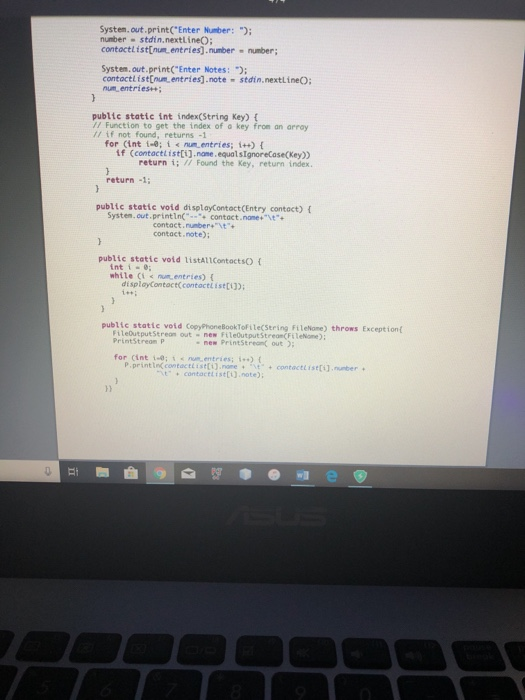 System.out.print Enter Number:); number stdin.nextline); contactList num entries) number number; System.out.printCEnter Note