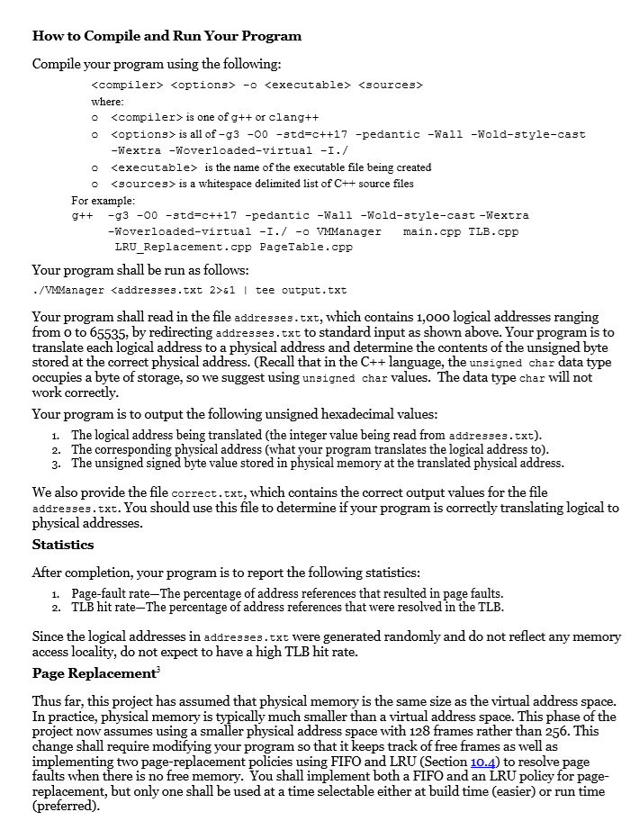 Designing A Virtual Memory Manager In C Programm