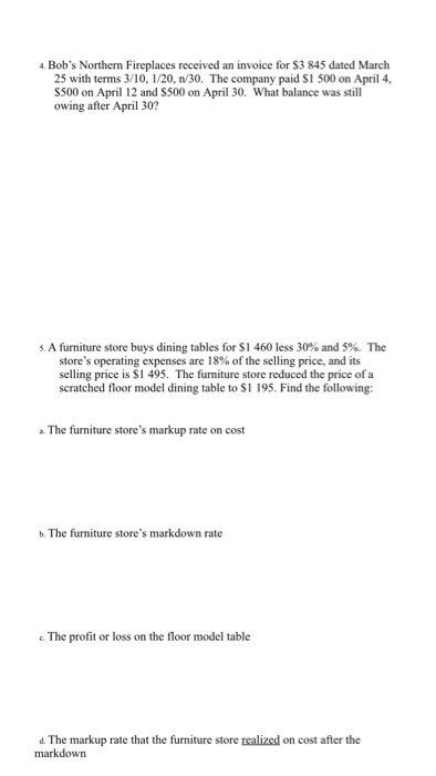 Solved Bob S Northern Fireplaces Received An Invoice Fo