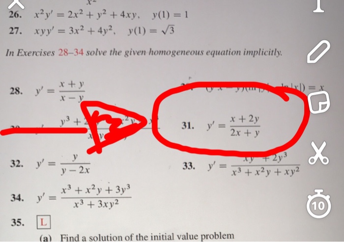 Solved X 2 Y 2x 2 Y 2 4xy Y 1 1 Xyy 3x 2 Chegg Com