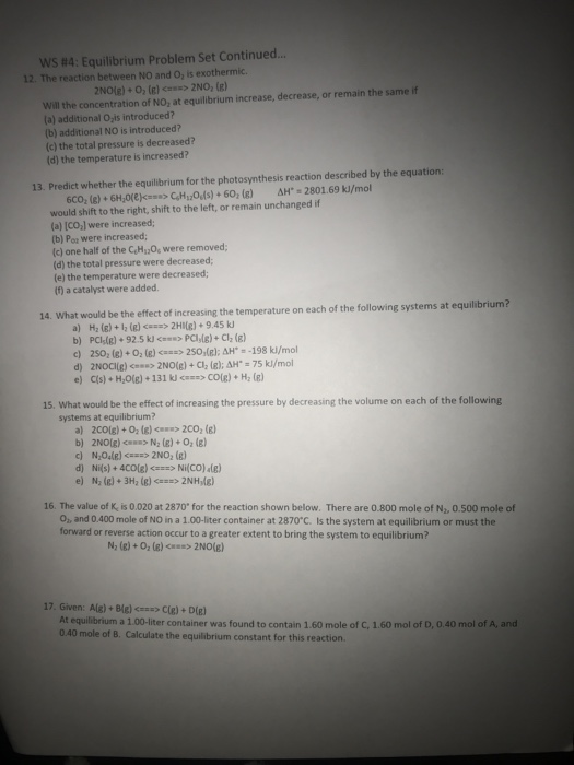 Solved Worksheet 4 Equilibrium Problem Set 1 For Each Chegg Com