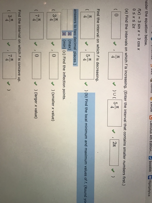 Calculus maximum and minimum values homework image