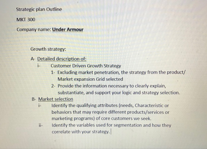 Strategic Outline MKT 300 Company name: Under Chegg.com